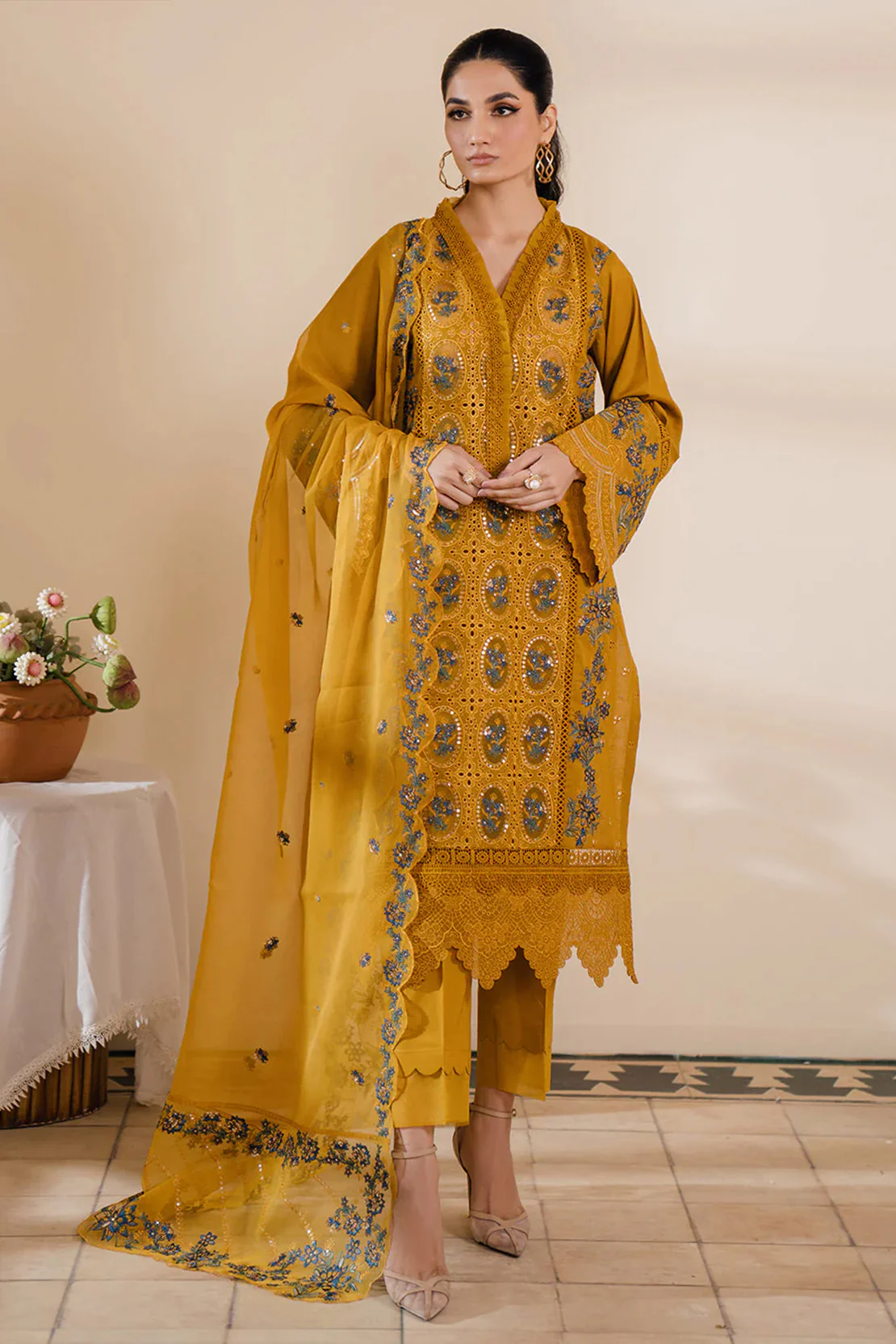 BIN ILYAS - 3PC Embroidered Lawn Suits Unstitched - Luxury Collection - AZLIN