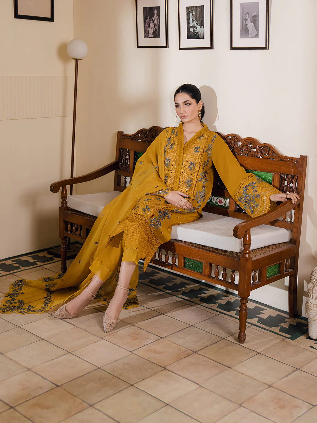 BIN ILYAS - 3PC Embroidered Lawn Suits Unstitched - Luxury Collection - AZLIN - Image 3