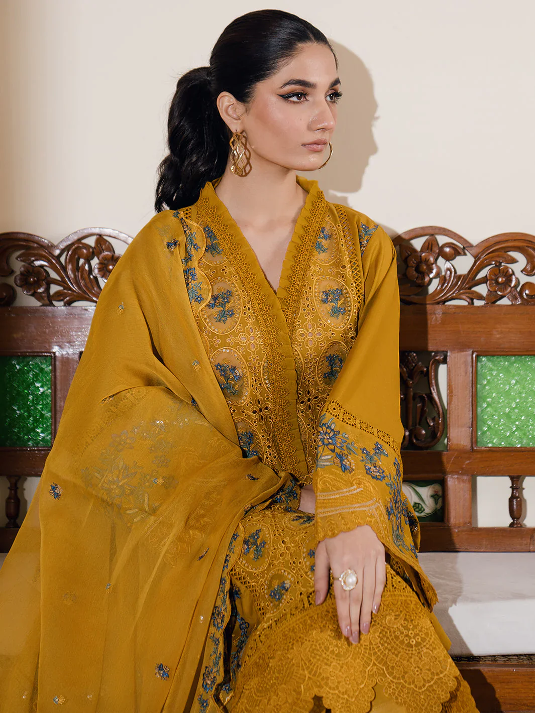 BIN ILYAS - 3PC Embroidered Lawn Suits Unstitched - Luxury Collection - AZLIN - Image 4