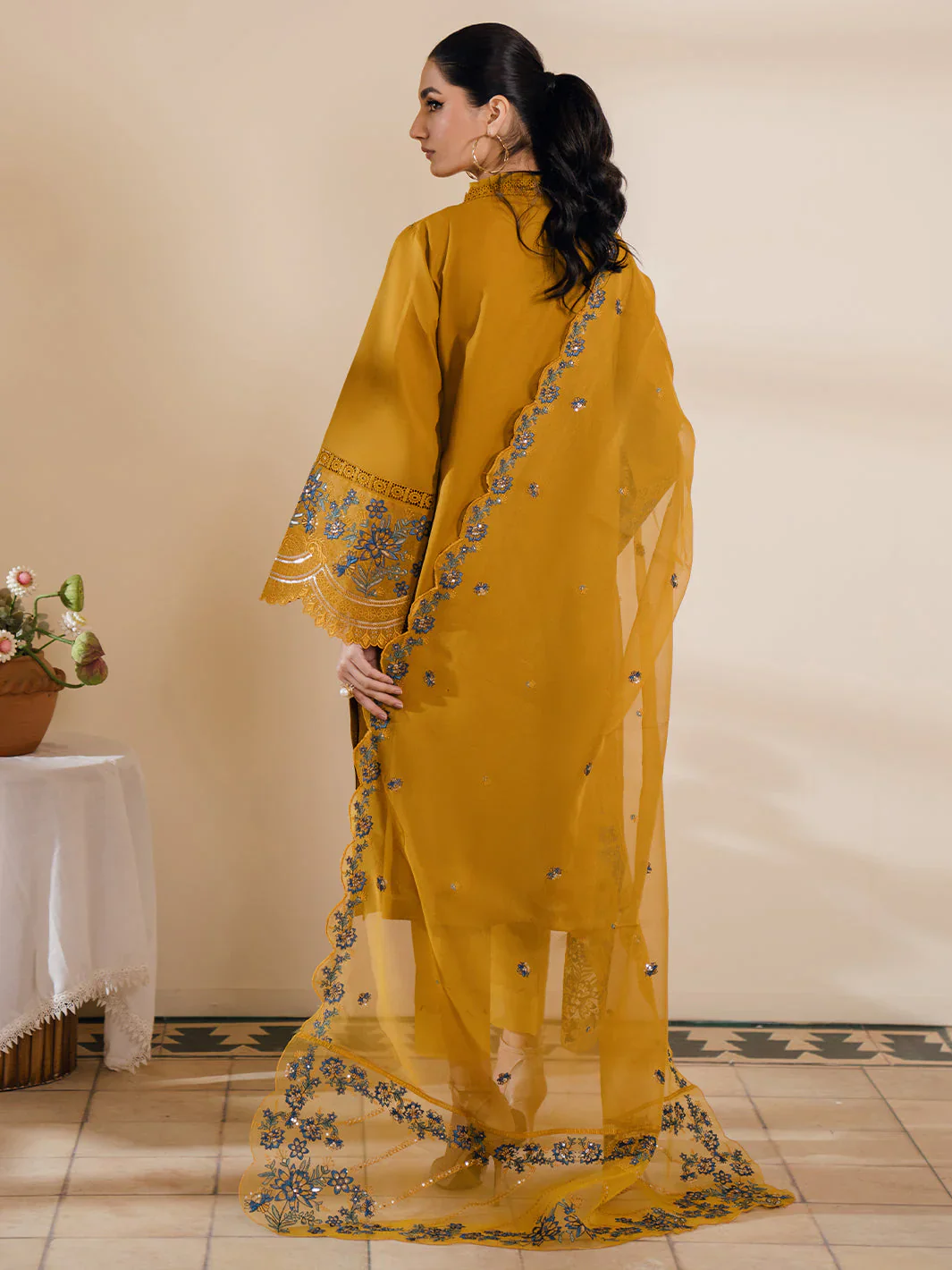 BIN ILYAS - 3PC Embroidered Lawn Suits Unstitched - Luxury Collection - AZLIN - Image 7
