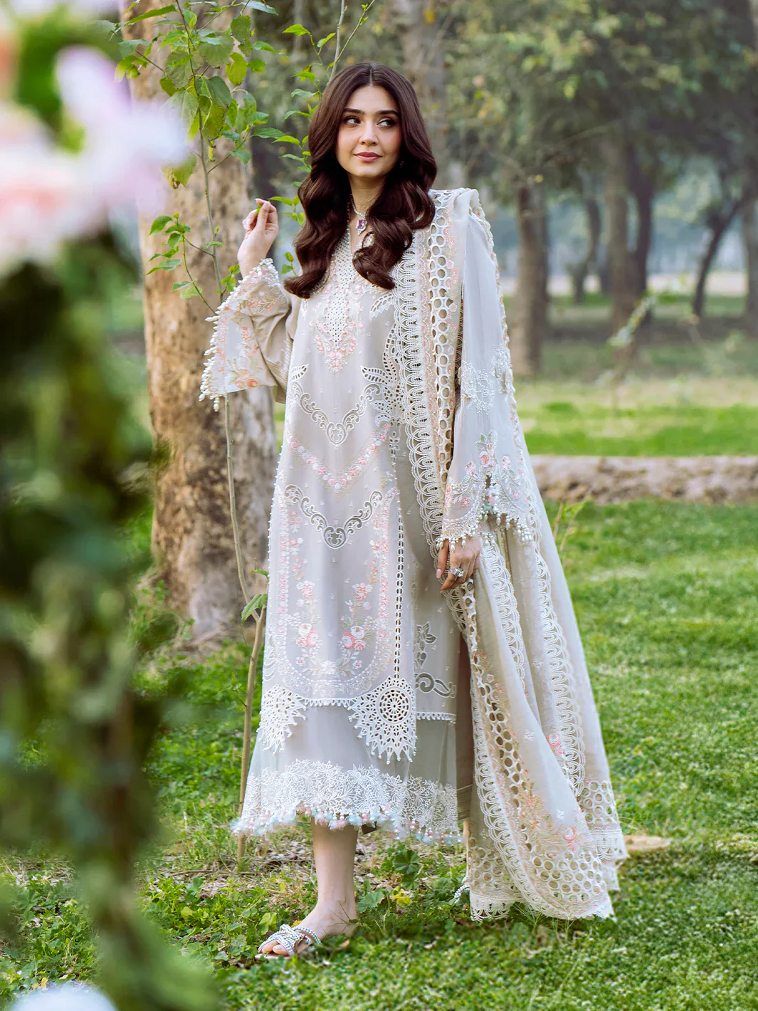 BIN ILYAS LUXURY LAWN- 3PCS Embroidered Lawn Suits Unstitched -104 - B - Image 2