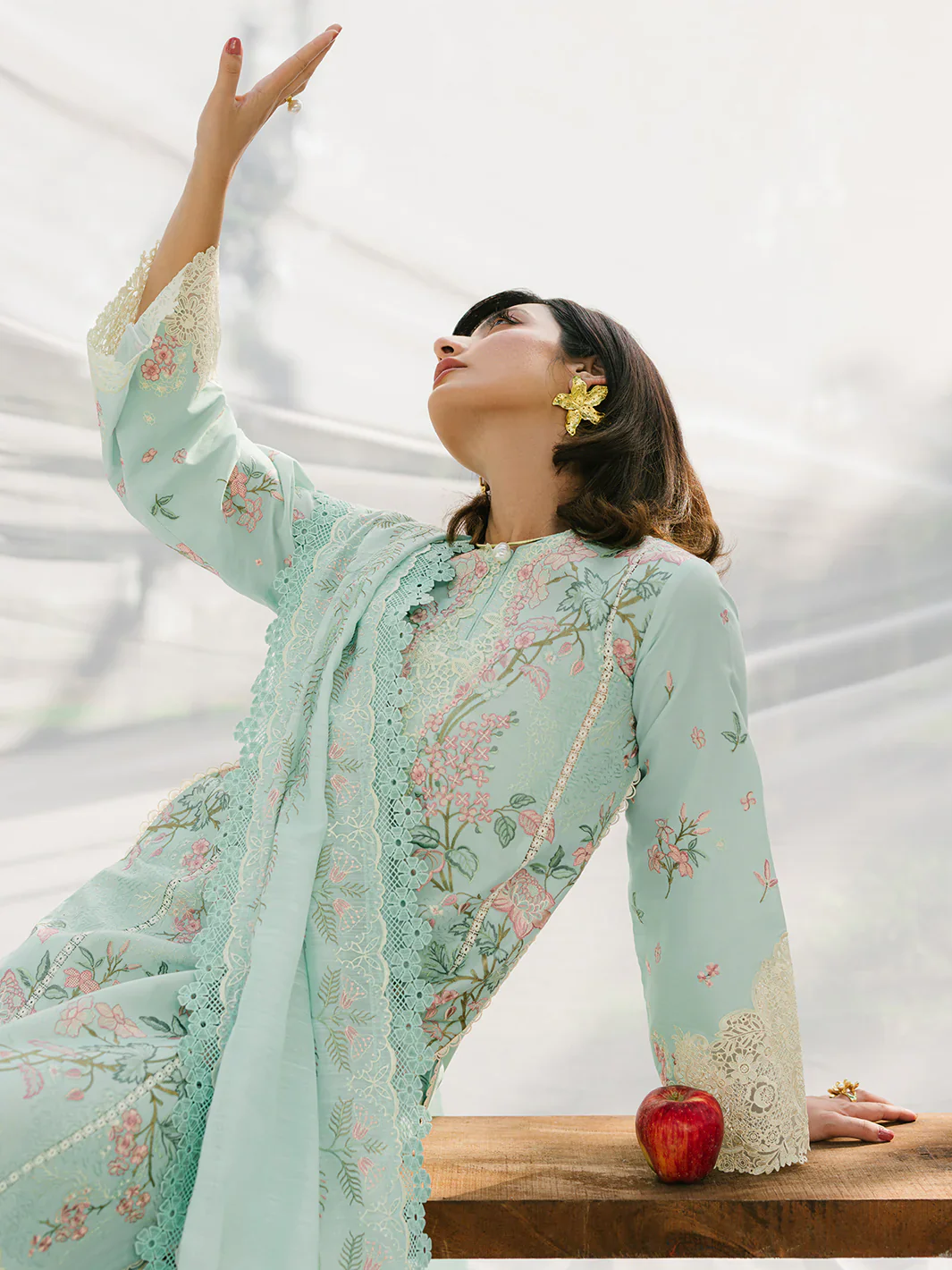 BIN ILYAS LUXURY LAWN- 3PCS Embroidered Lawn Suits Unstitched -233 - B - Image 10