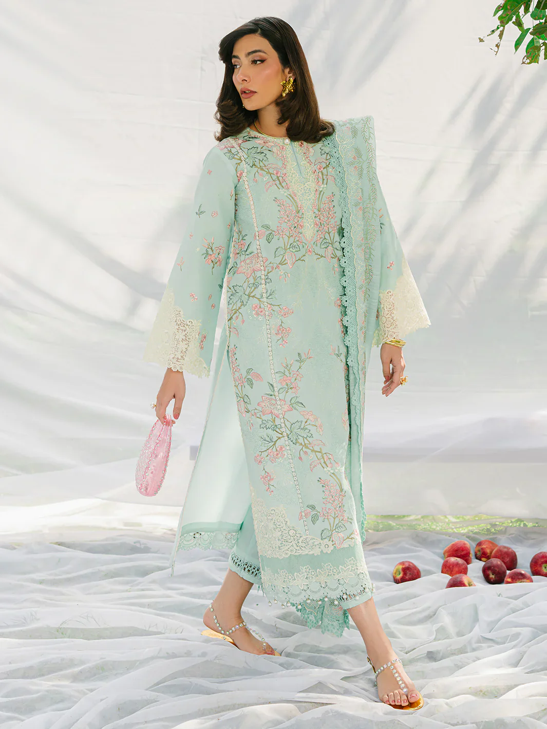 BIN ILYAS LUXURY LAWN- 3PCS Embroidered Lawn Suits Unstitched -233 - B - Image 2