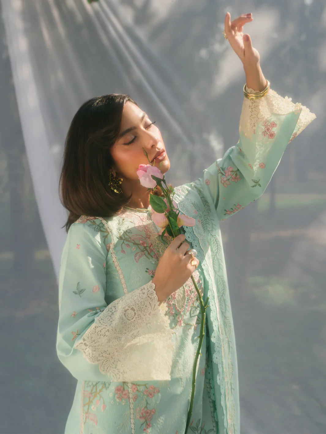 BIN ILYAS LUXURY LAWN- 3PCS Embroidered Lawn Suits Unstitched -233 - B - Image 3