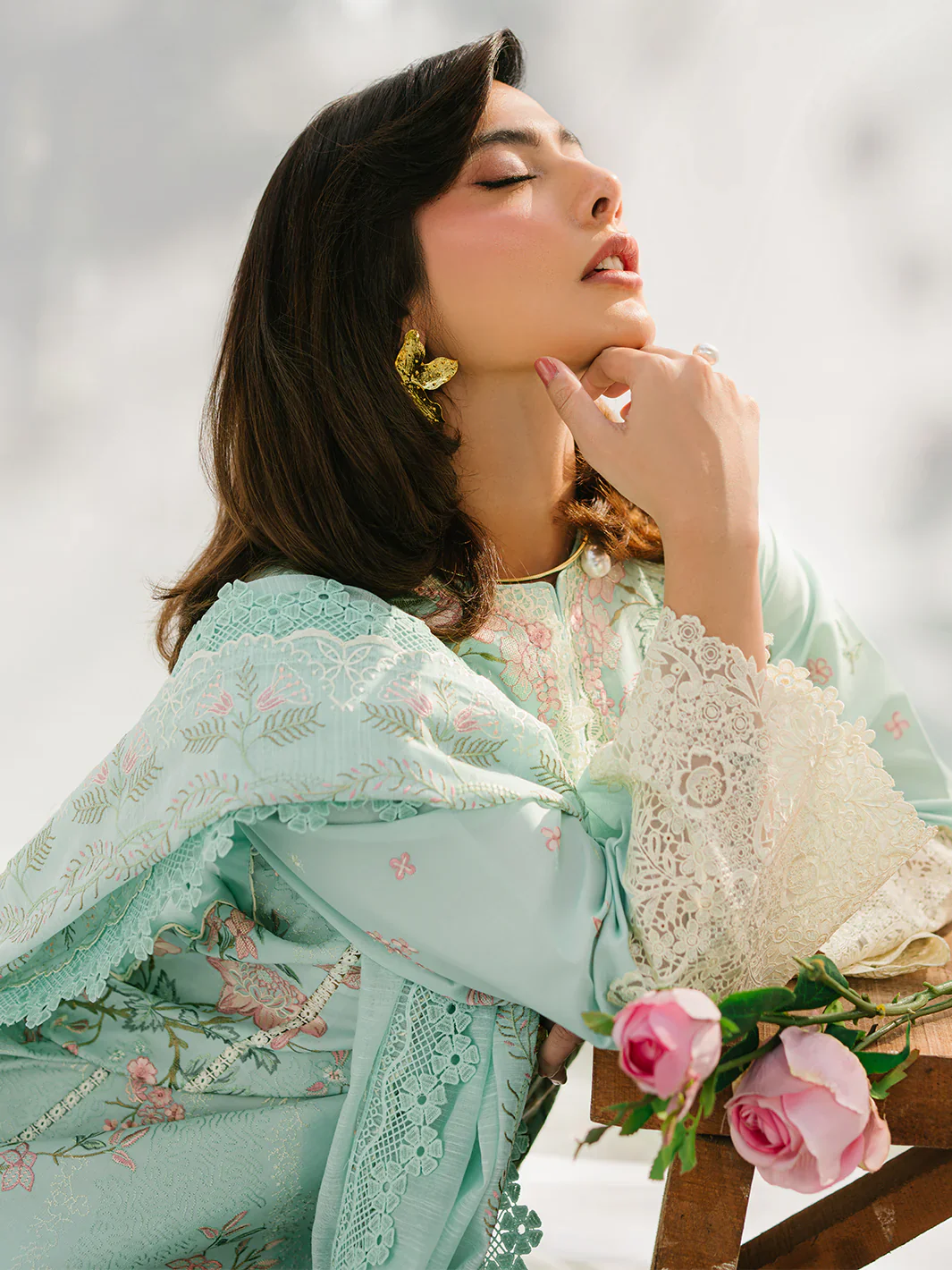 BIN ILYAS LUXURY LAWN- 3PCS Embroidered Lawn Suits Unstitched -233 - B - Image 8