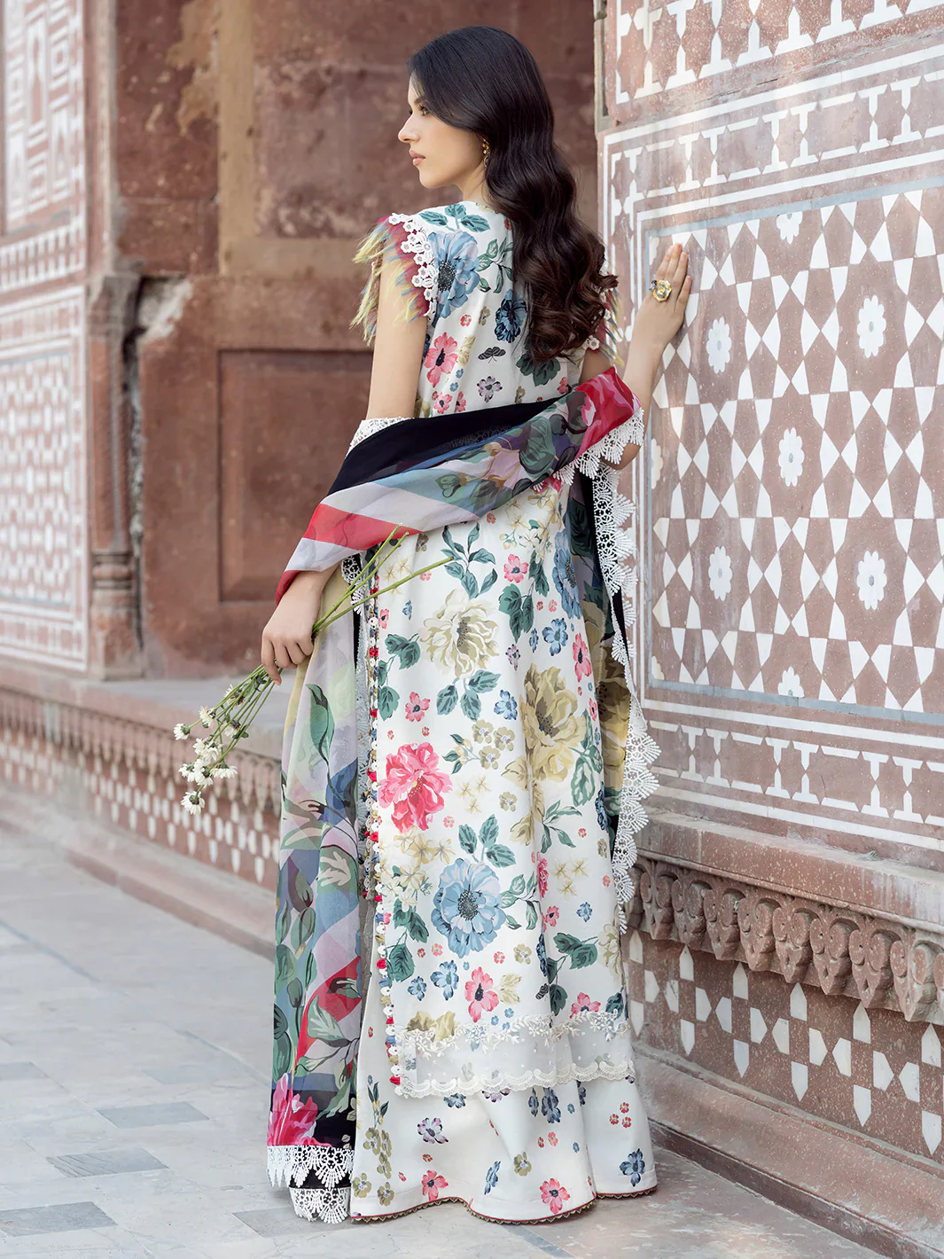 Bin Ilyas - Luxury Lawn Embroidered 3 Piece Unstitched - 2081-A - Image 2