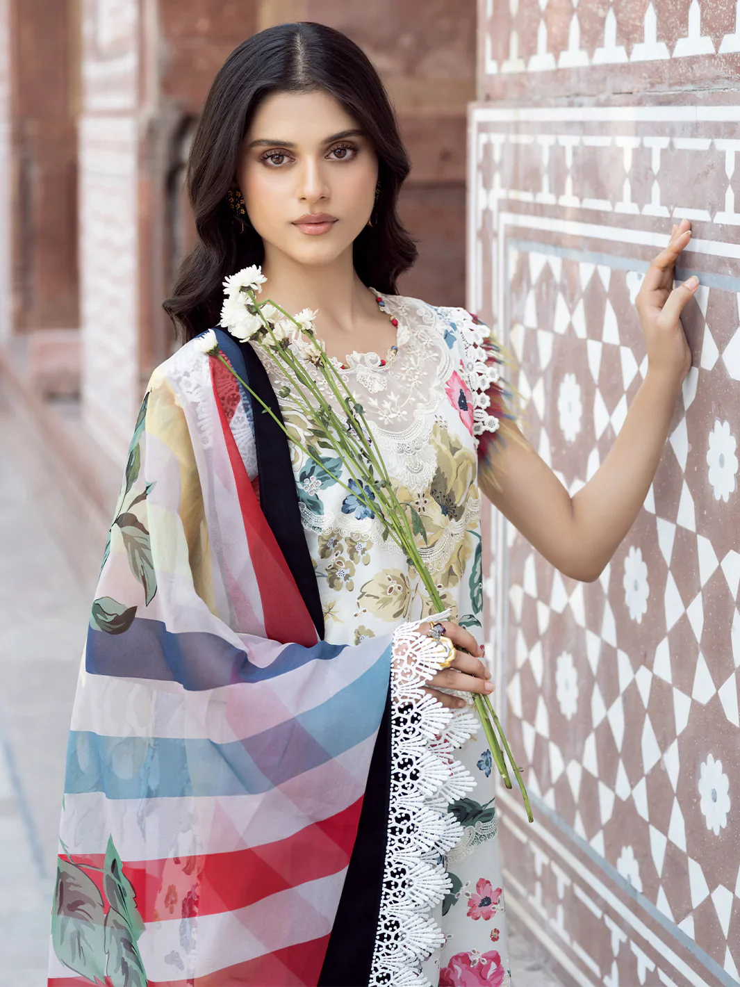 Bin Ilyas - Luxury Lawn Embroidered 3 Piece Unstitched - 2081-A - Image 3