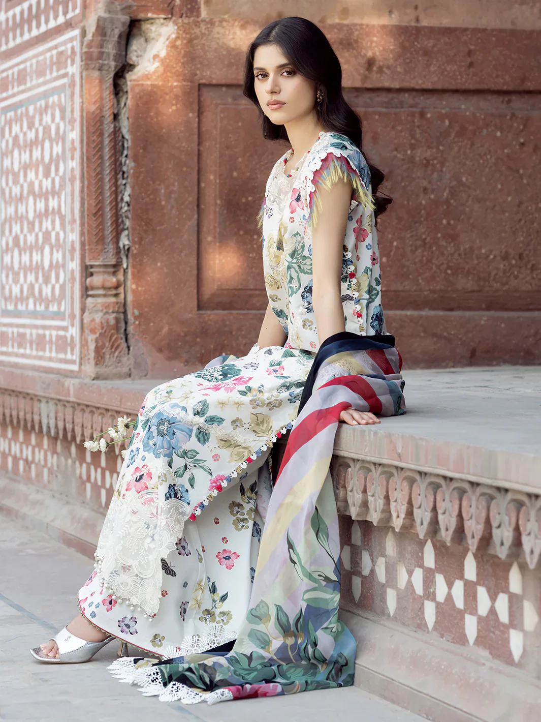Bin Ilyas - Luxury Lawn Embroidered 3 Piece Unstitched - 2081-A - Image 4