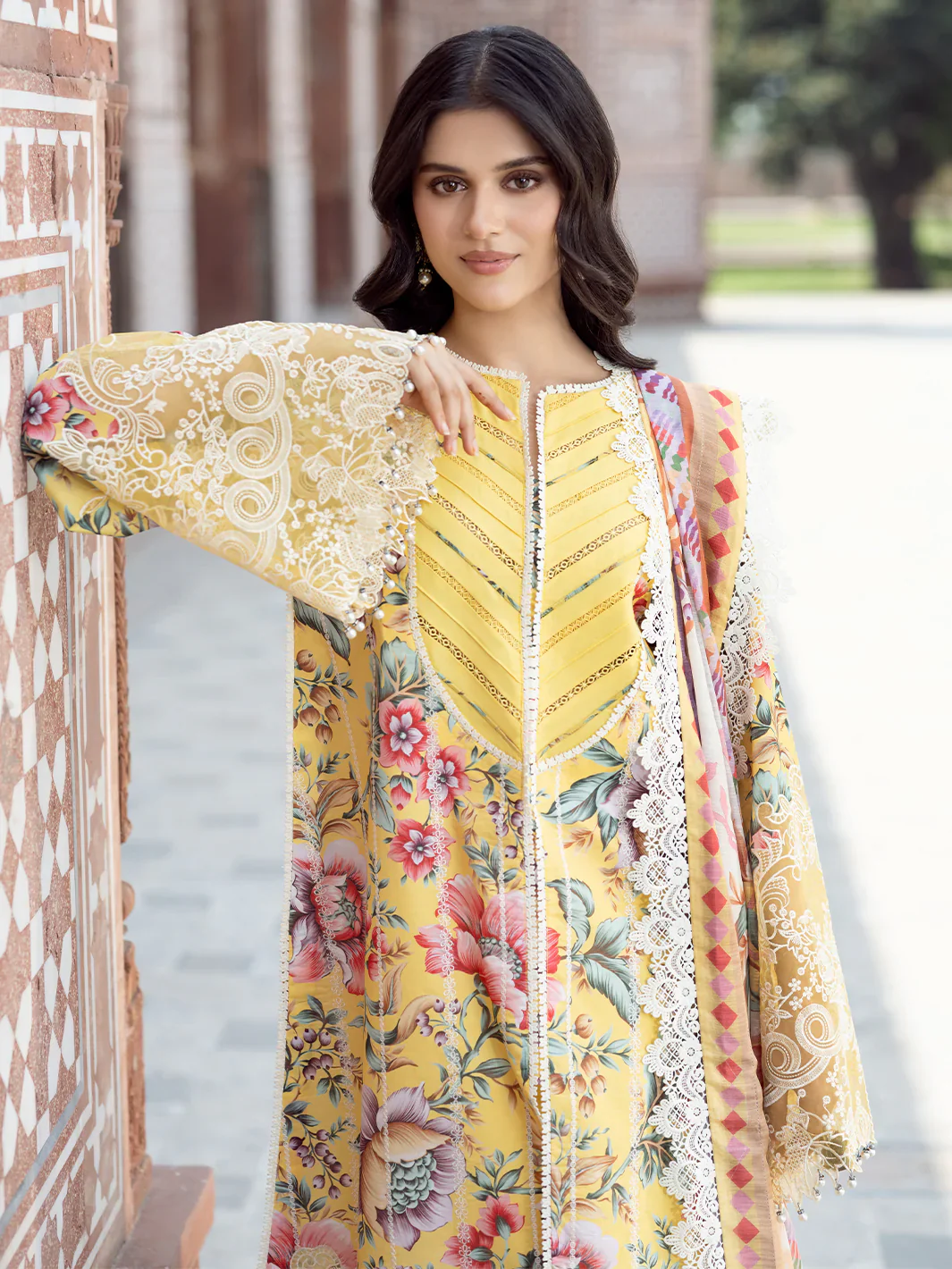 Bin Ilyas - Luxury Lawn Embroidered 3 Piece Unstitched - 2085 - A - Image 2