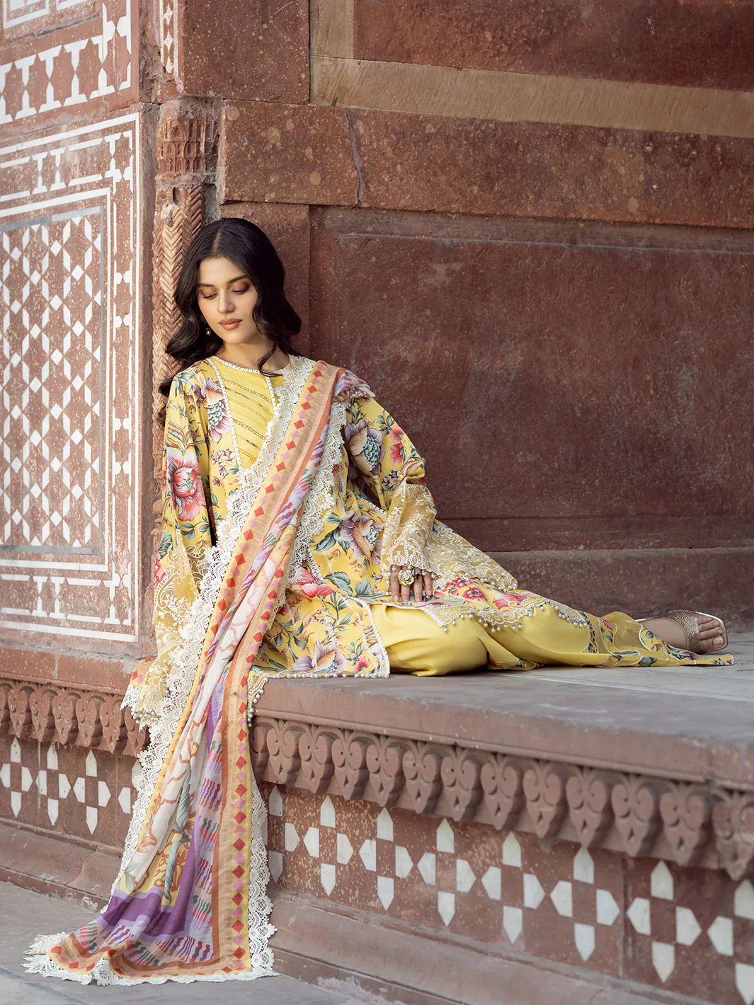 Bin Ilyas - Luxury Lawn Embroidered 3 Piece Unstitched - 2085 - A - Image 3