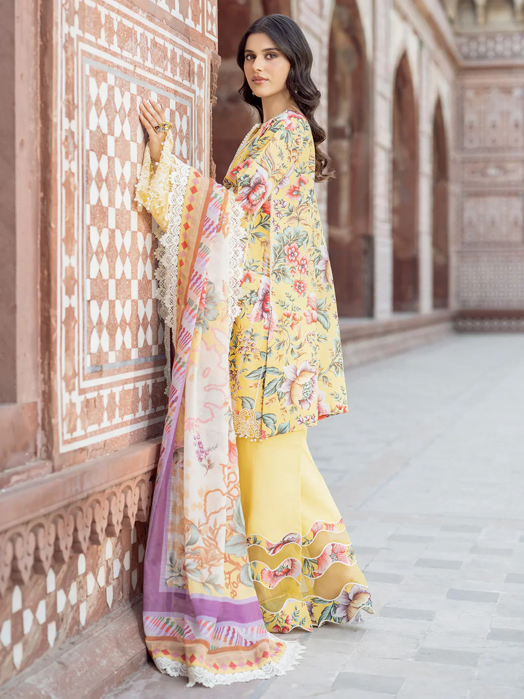 Bin Ilyas - Luxury Lawn Embroidered 3 Piece Unstitched - 2085 - A - Image 4