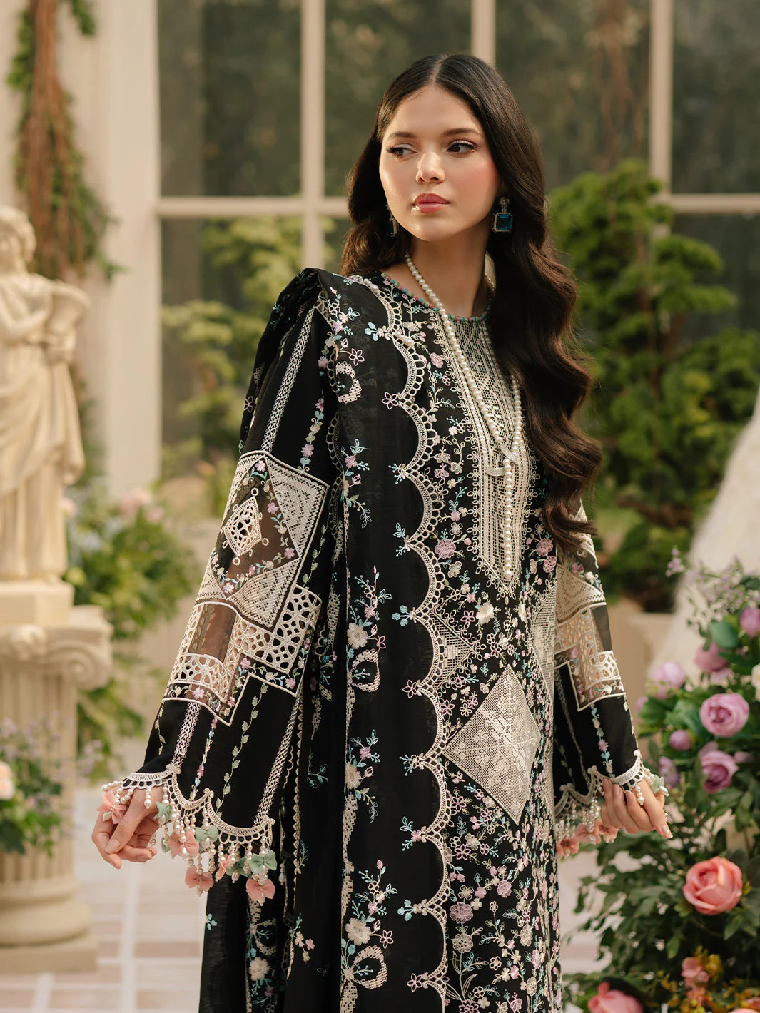 Bin Ilyas -  Luxuxry Embroidered Lawn Suits Unstitched 3 Piece 103 - B - Summer Collection - Image 3