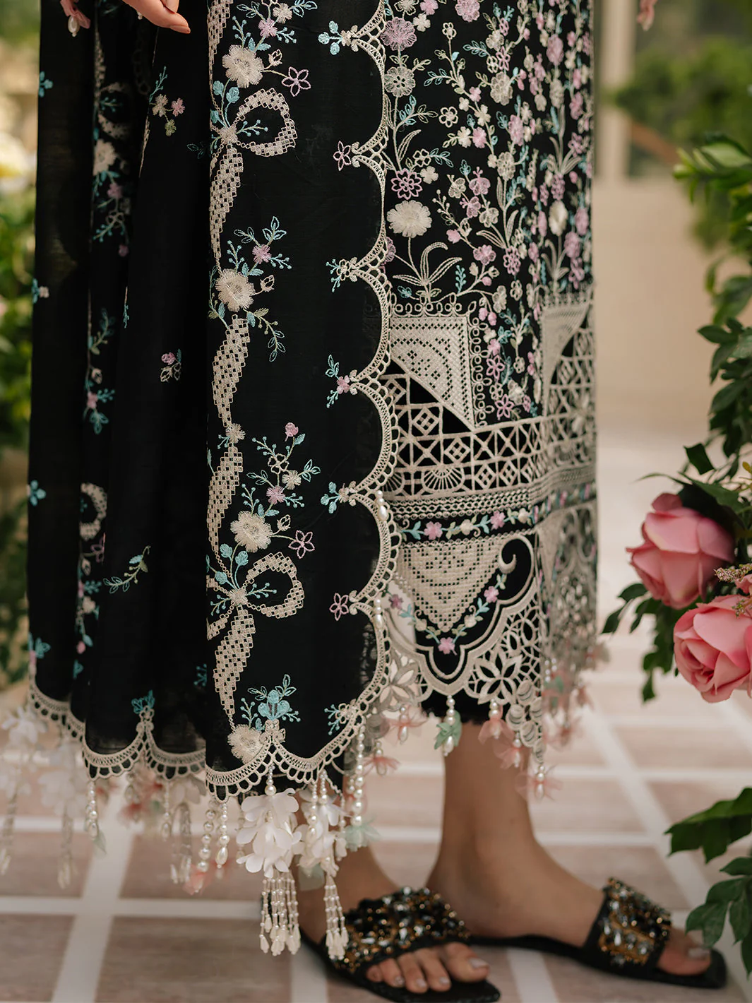 Bin Ilyas -  Luxuxry Embroidered Lawn Suits Unstitched 3 Piece 103 - B - Summer Collection - Image 5