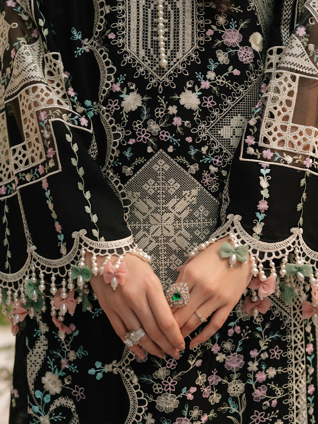 Bin Ilyas -  Luxuxry Embroidered Lawn Suits Unstitched 3 Piece 103 - B - Summer Collection - Image 6