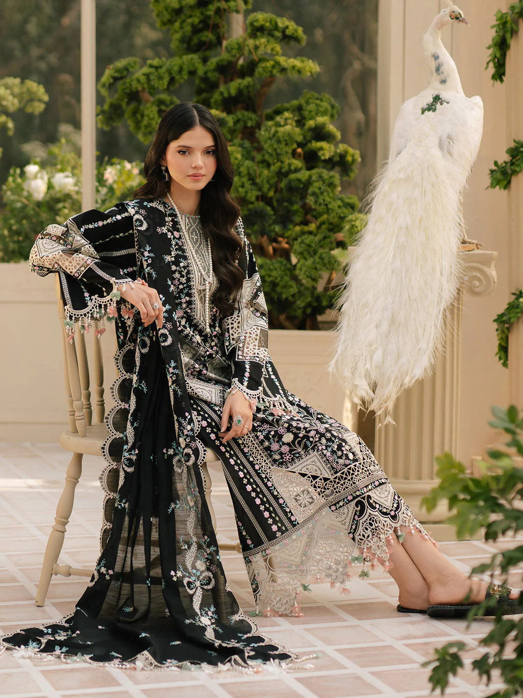 Bin Ilyas -  Luxuxry Embroidered Lawn Suits Unstitched 3 Piece 103 - B - Summer Collection - Image 7