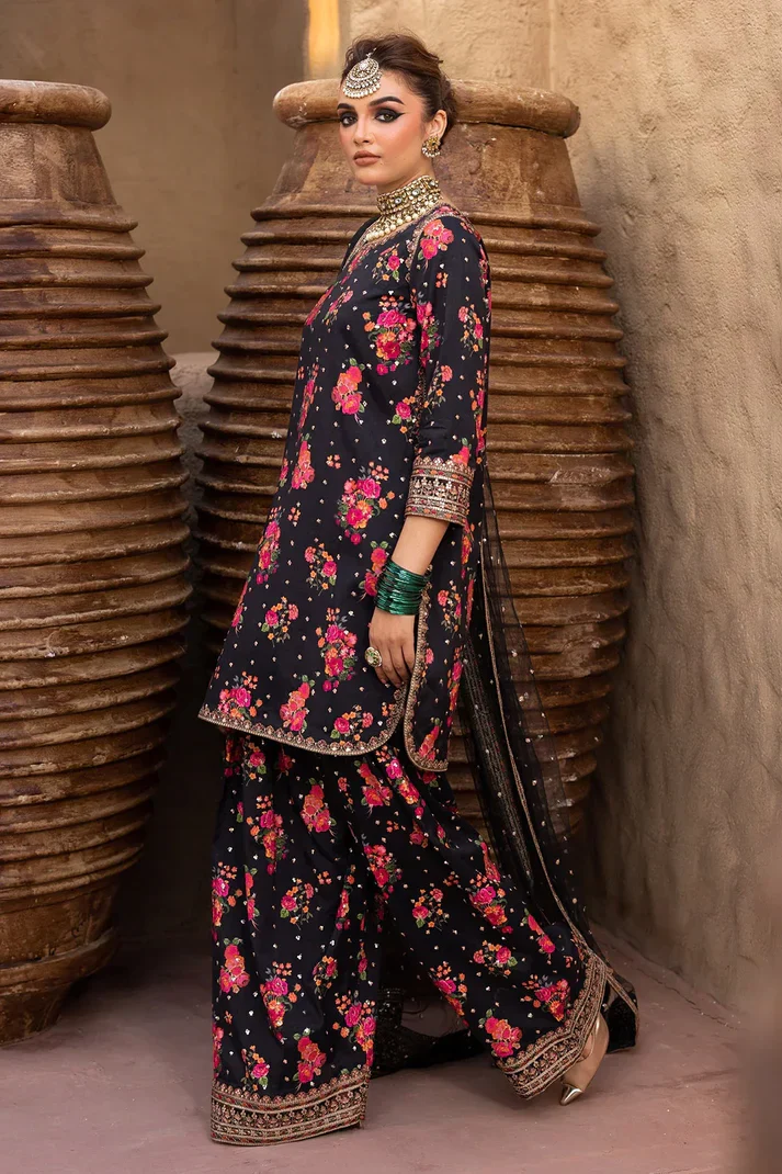 Charizma - 3 Piece Unstitched Embroidered Lawn Suit : BK-01 - Image 2