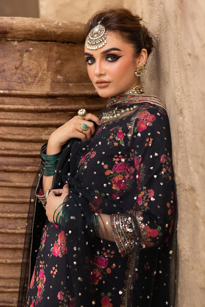 Charizma - 3 Piece Unstitched Embroidered Lawn Suit : BK-01 - Image 3
