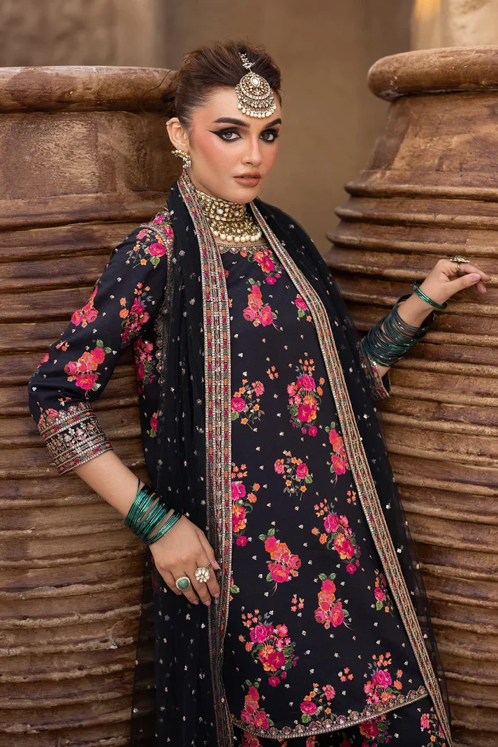 Charizma - 3 Piece Unstitched Embroidered Lawn Suit : BK-01 - Image 4