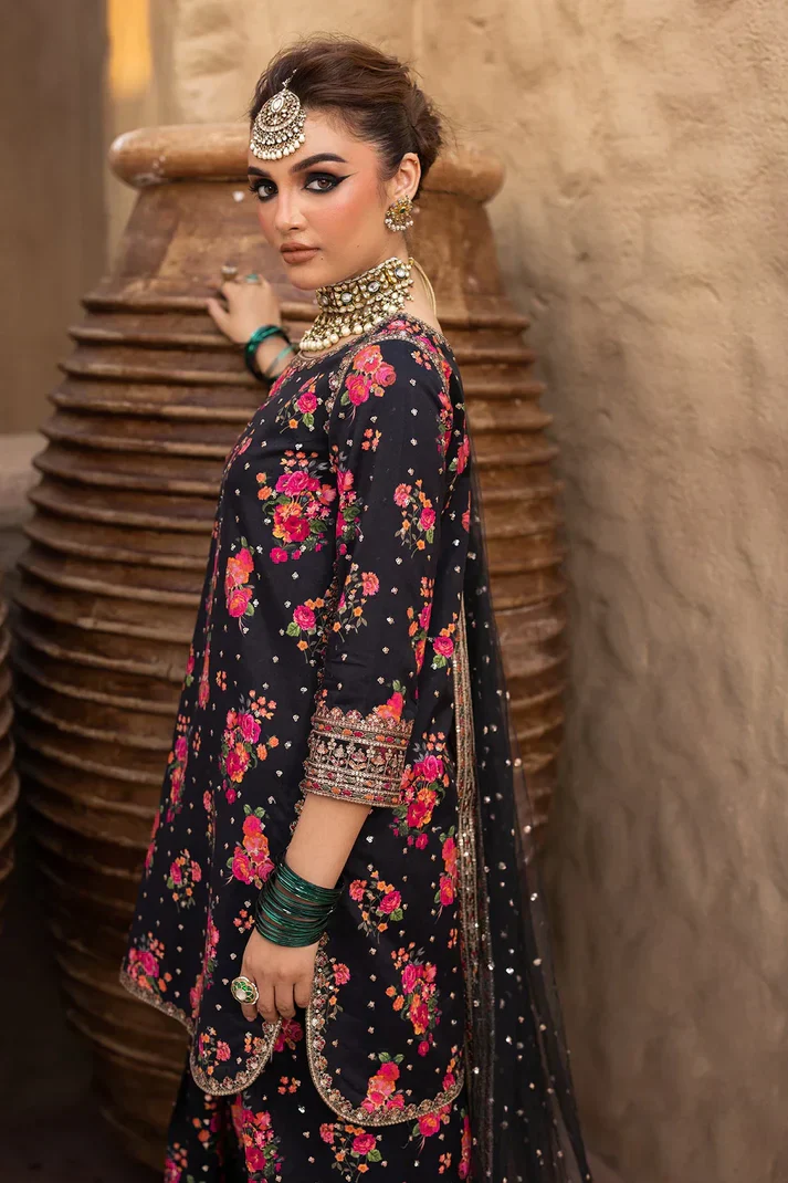 Charizma - 3 Piece Unstitched Embroidered Lawn Suit : BK-01 - Image 5