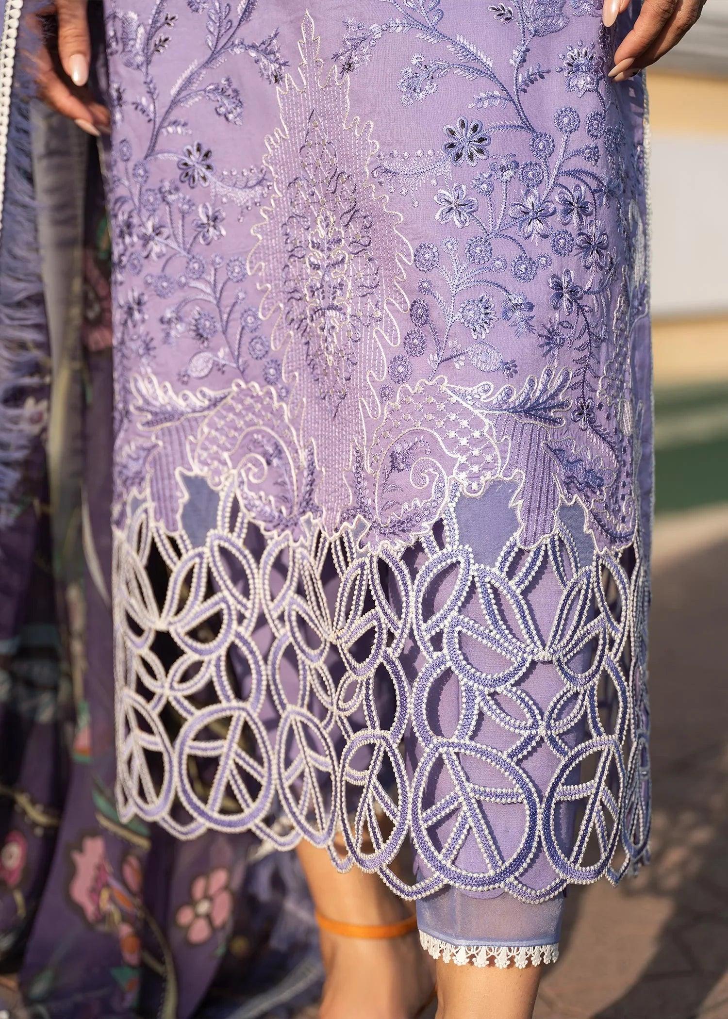 MUSHQ - 3PC DHANAK EMBROIDERED SHIRT WITH TWILL PRINTED SHAWL AND TROUSER - KPR191 - Image 3