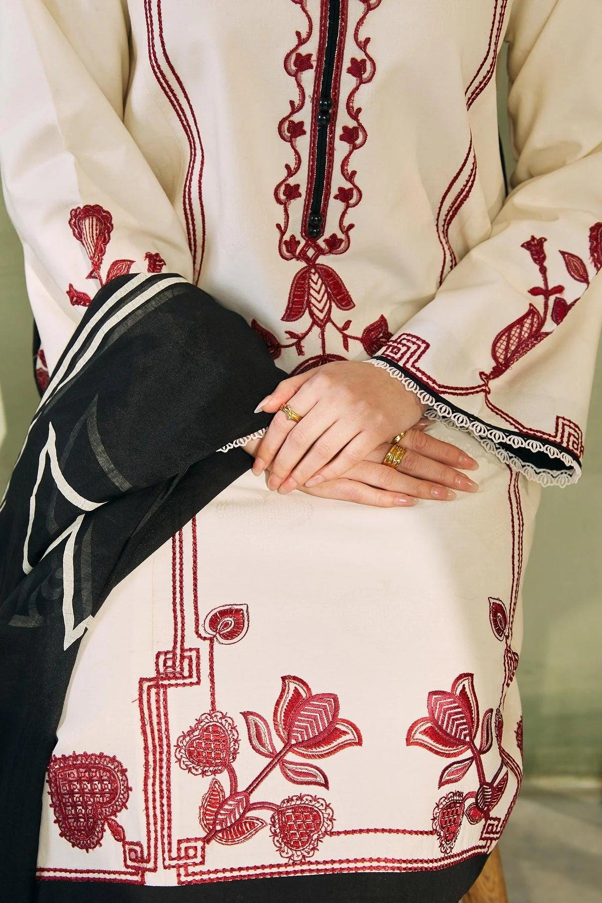 ZARA SHAH JAHAN - 3PC LAWN EMBROIDERED SHIRT WITH PRINTED DUPATTA AND TROUSER - HZG1548 - Image 3