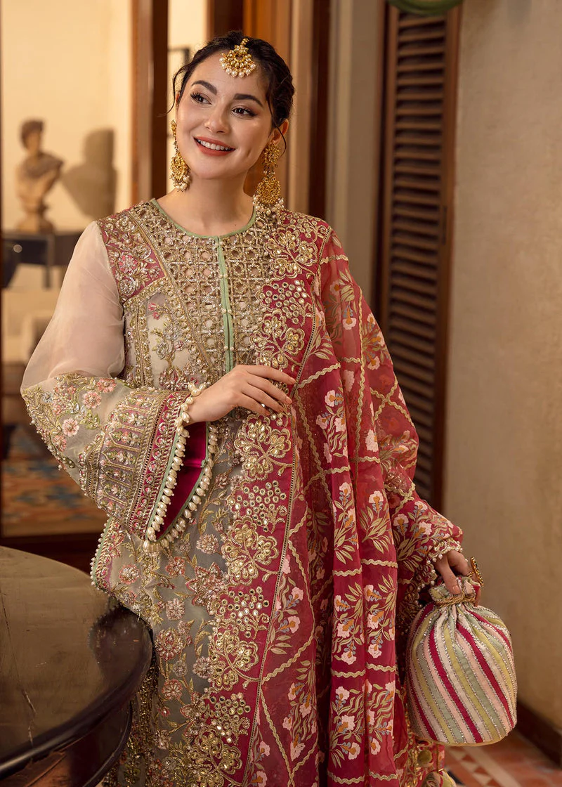 CRIMSON - Organza Embroidered Suits Unstitched 3 Piece- Luxury Wedding Collection - Artisanal Anecdotes - Image 3