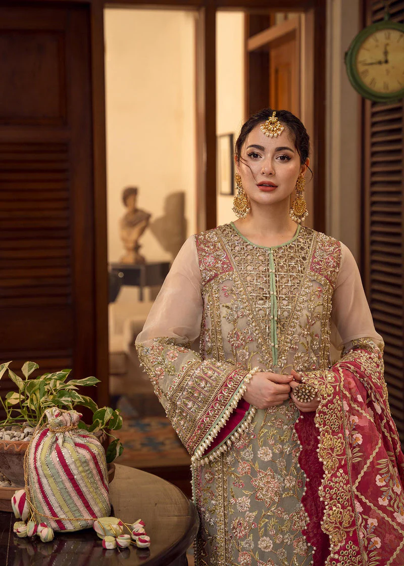 CRIMSON - Organza Embroidered Suits Unstitched 3 Piece- Luxury Wedding Collection - Artisanal Anecdotes - Image 5