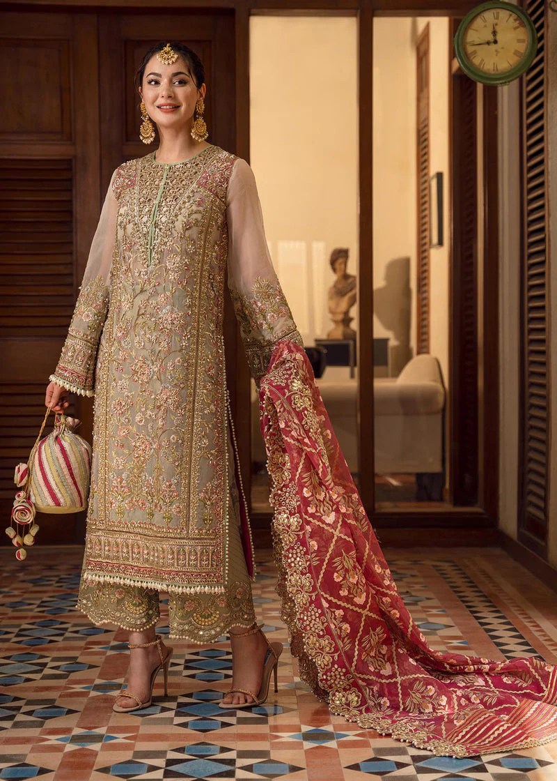 CRIMSON - Organza Embroidered Suits Unstitched 3 Piece- Luxury Wedding Collection - Artisanal Anecdotes - Image 8
