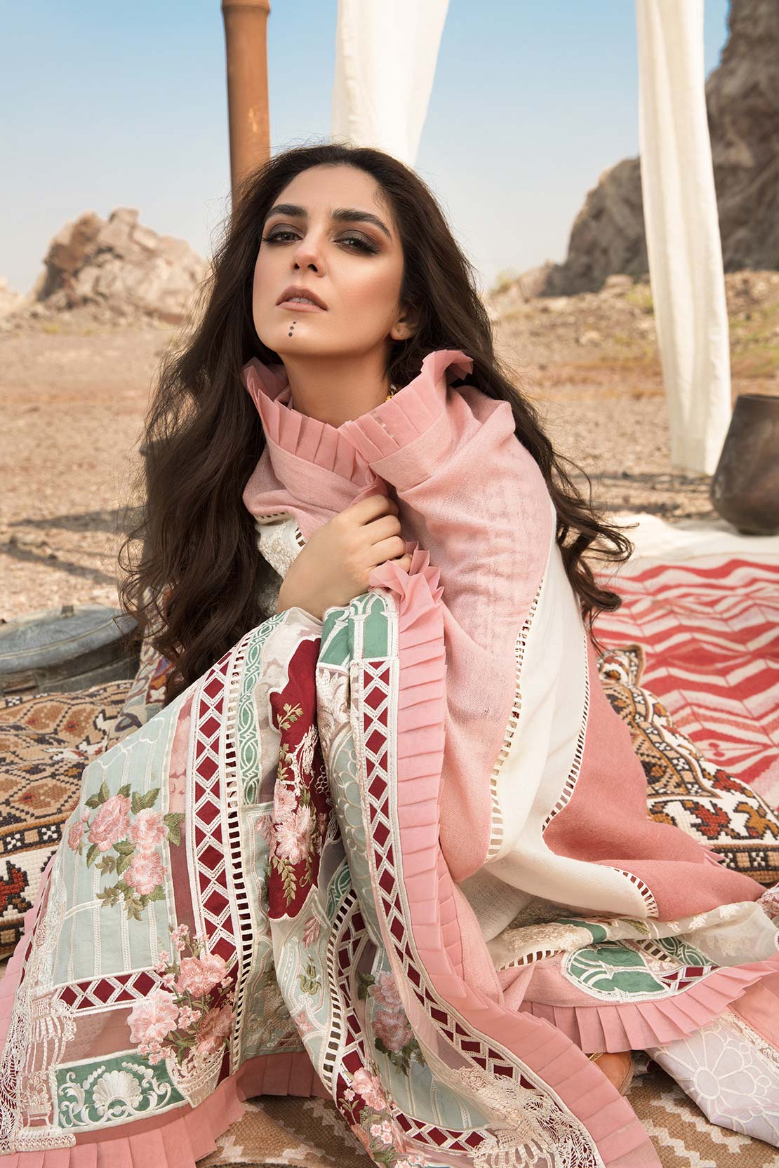 CRIMSON - Luxury Lawn 3-PC Unstitched Festive Edit Lawn Collection Aari Revival Ruby - Image 3