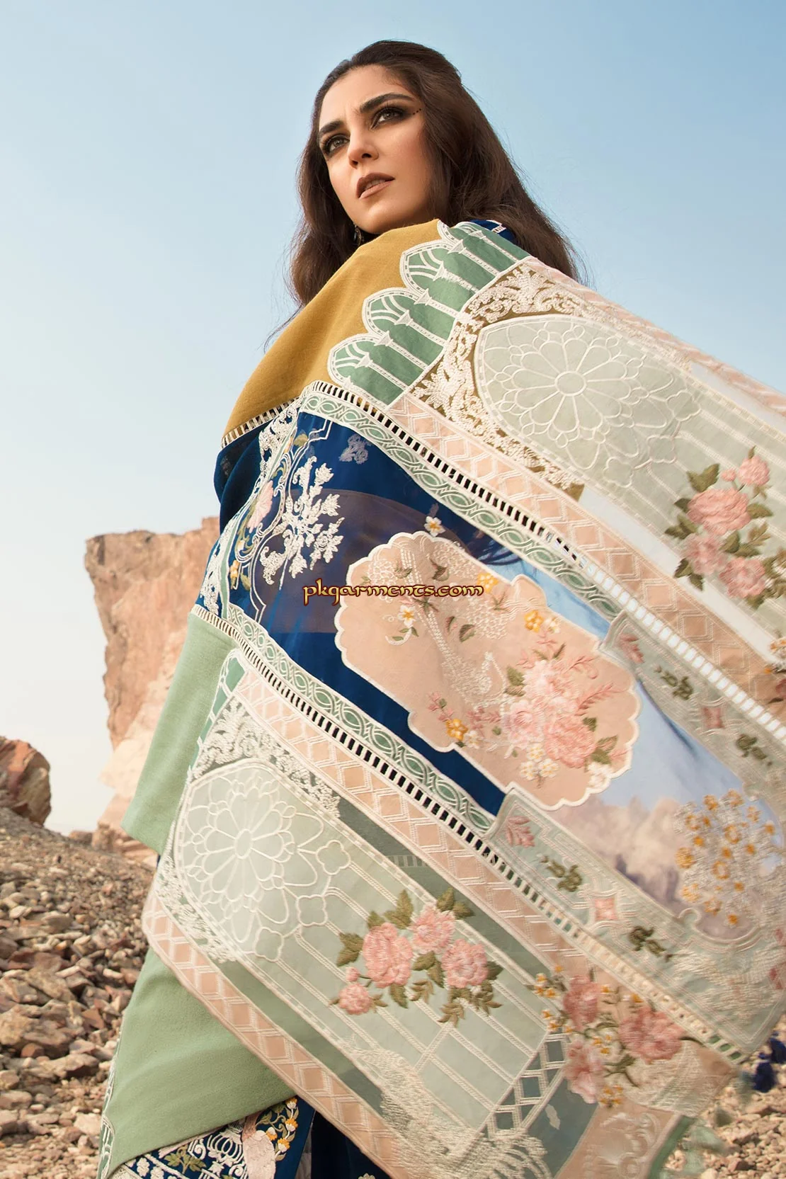 CRIMSON - Luxury Lawn 3-PC Unstitched Festive Edit Lawn Collection  SANGRIA - Image 2