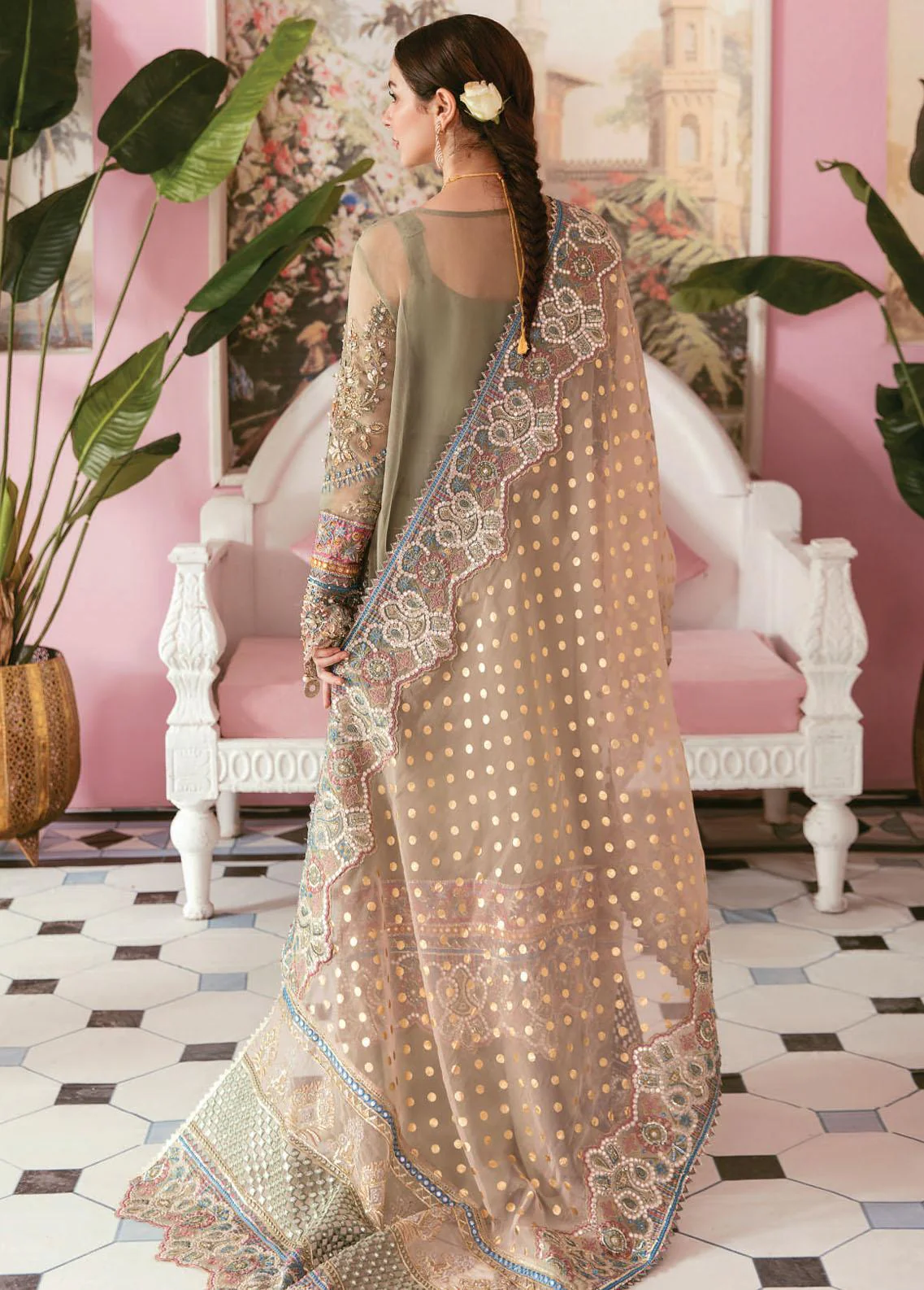 Elaf Embroidered Organza Suits Unstitched 3 Piece EF22C ECC-4 Mariee - Luxury Collection - Image 6