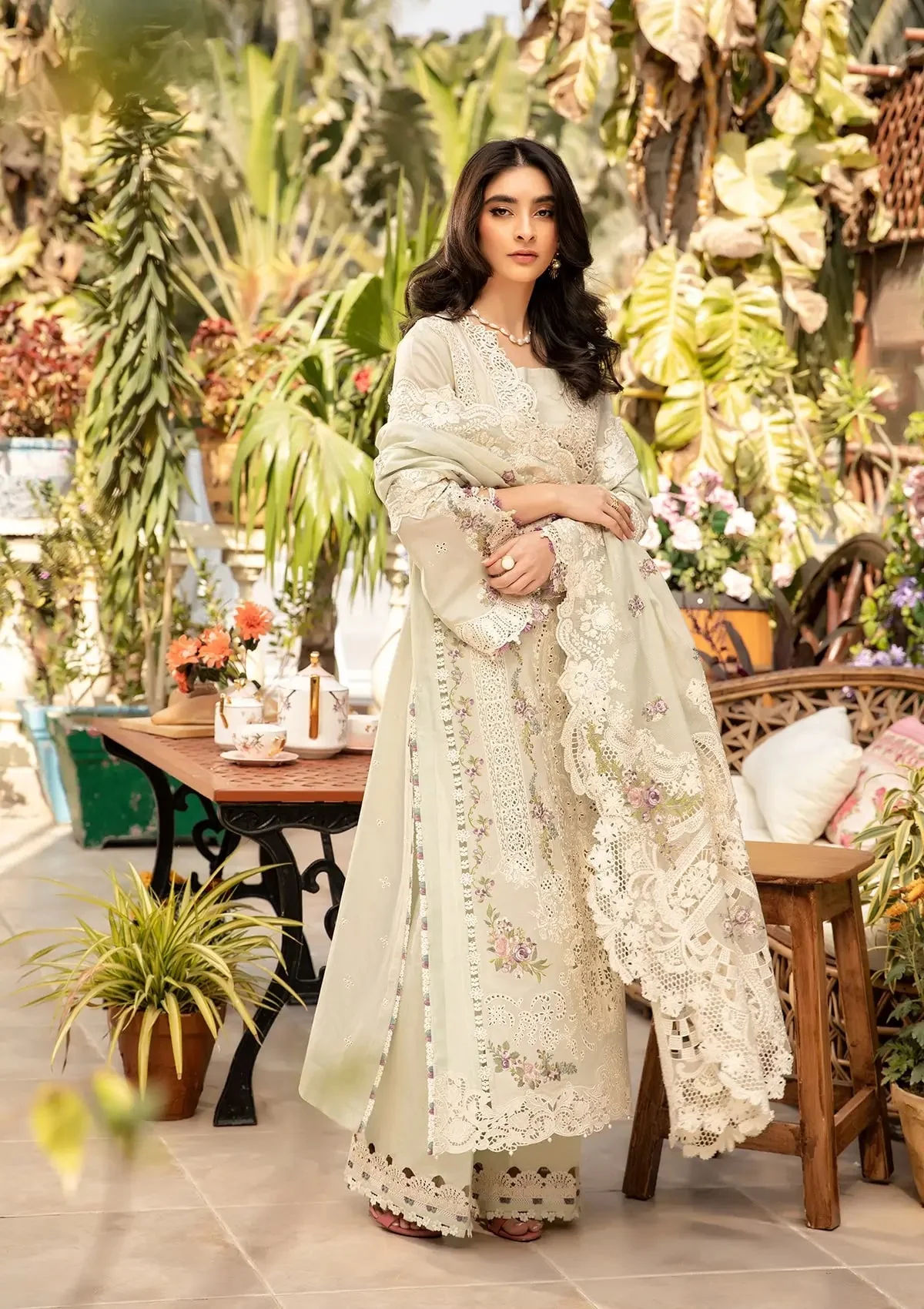 Elaf Luxury Lawn Unstitched Embroidered Collection with Cottom net Dupatta - ELM-1B SANAA - Image 4