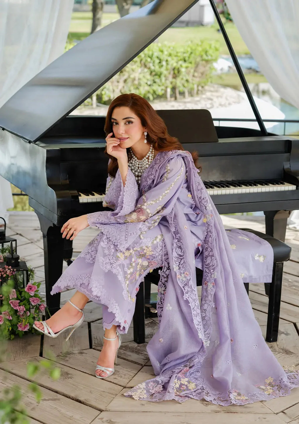 Elaf Luxury Lawn Unstitched Embroidered Collection with Cottom net Dupatta - PARIS HUES - Image 2