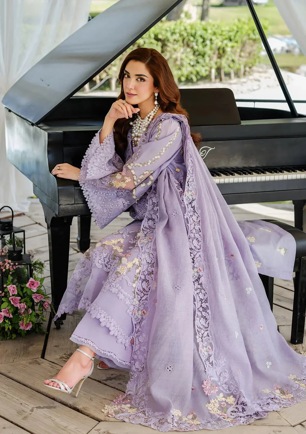 Elaf Luxury Lawn Unstitched Embroidered Collection with Cottom net Dupatta - PARIS HUES - Image 3
