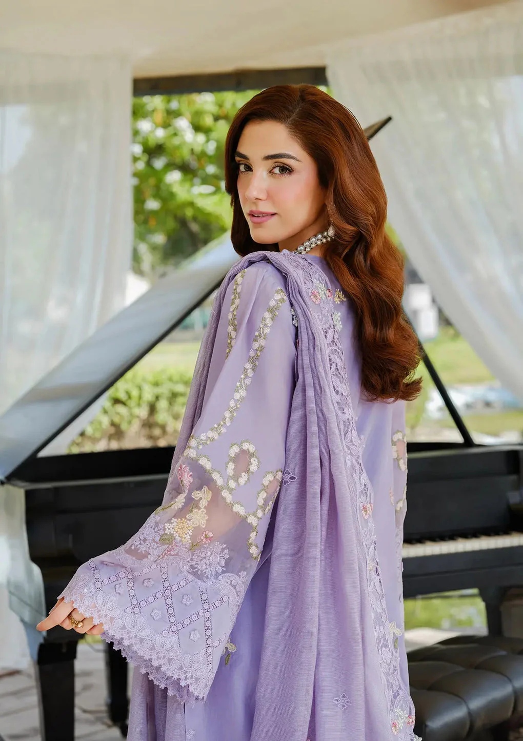 Elaf Luxury Lawn Unstitched Embroidered Collection with Cottom net Dupatta - PARIS HUES - Image 4