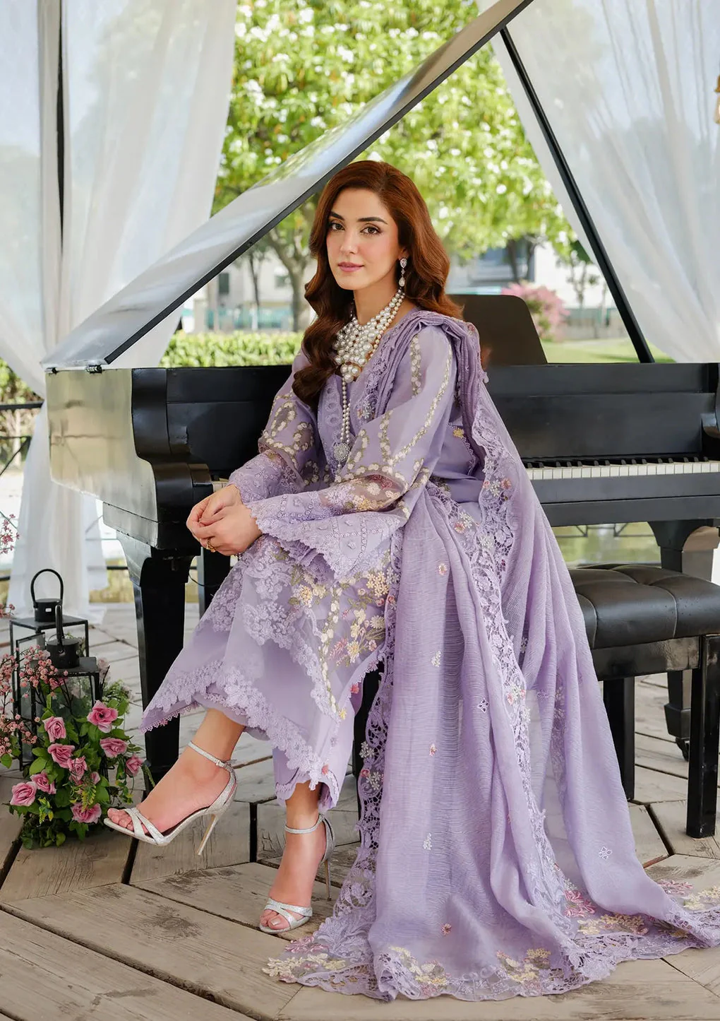Elaf Luxury Lawn Unstitched Embroidered Collection with Cottom net Dupatta - PARIS HUES - Image 6