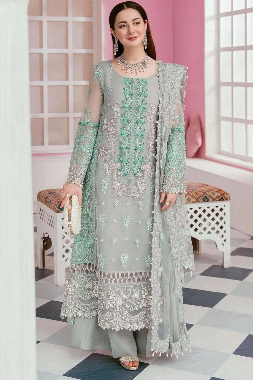 ELAF . Luxury Organza 3 Piece Unstitched Embroidered Lawn Suit | WD-1