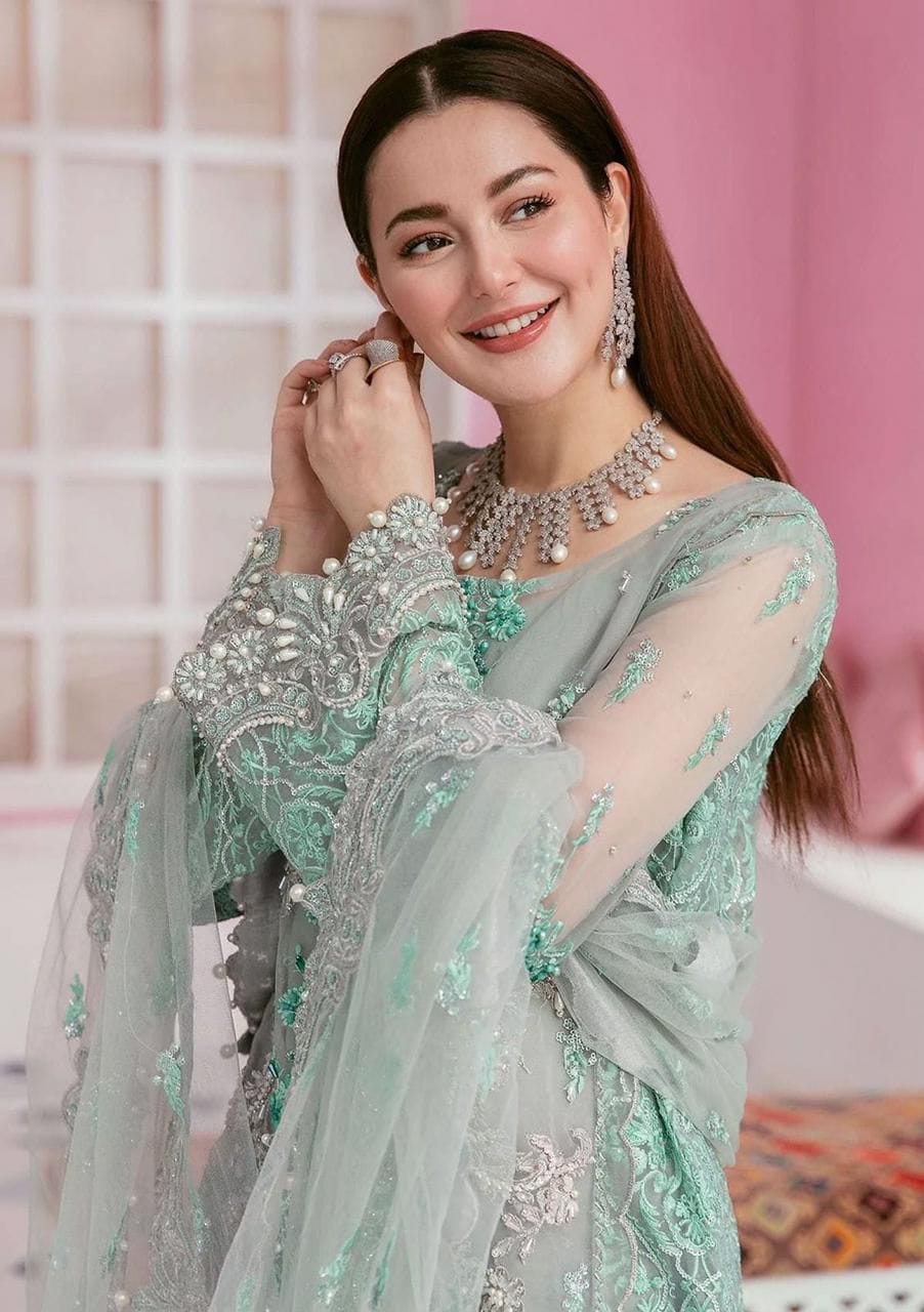 ELAF . Luxury Organza 3 Piece Unstitched Embroidered Lawn Suit | WD-1 - Image 3