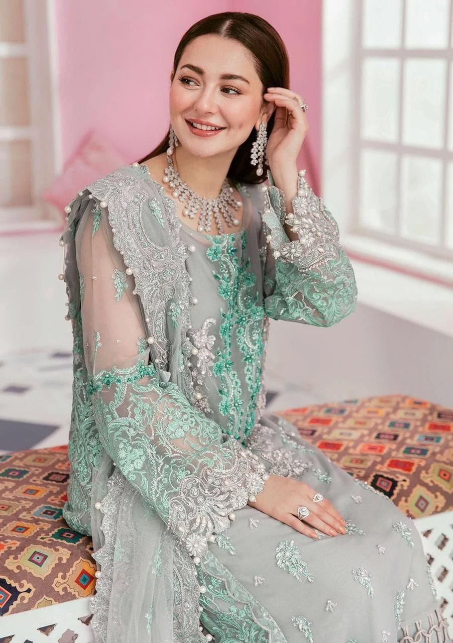 ELAF . Luxury Organza 3 Piece Unstitched Embroidered Lawn Suit | WD-1 - Image 4