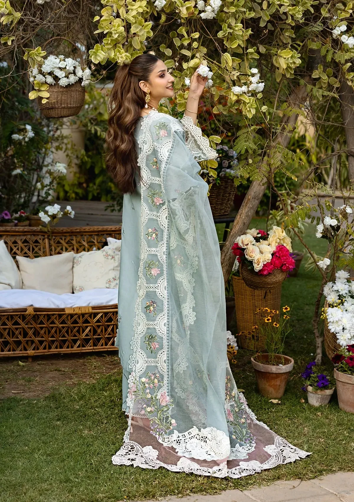 Elaf Premium Embroidered Luxury Lawn Unstitched 3Pc Suit ELM-3B - Image 7