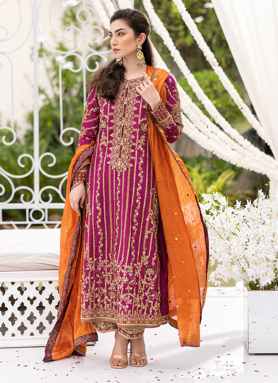 Farah Talib Aziz Luxury Embroidered Chiffon 3 Piece Unstitched - Image 5