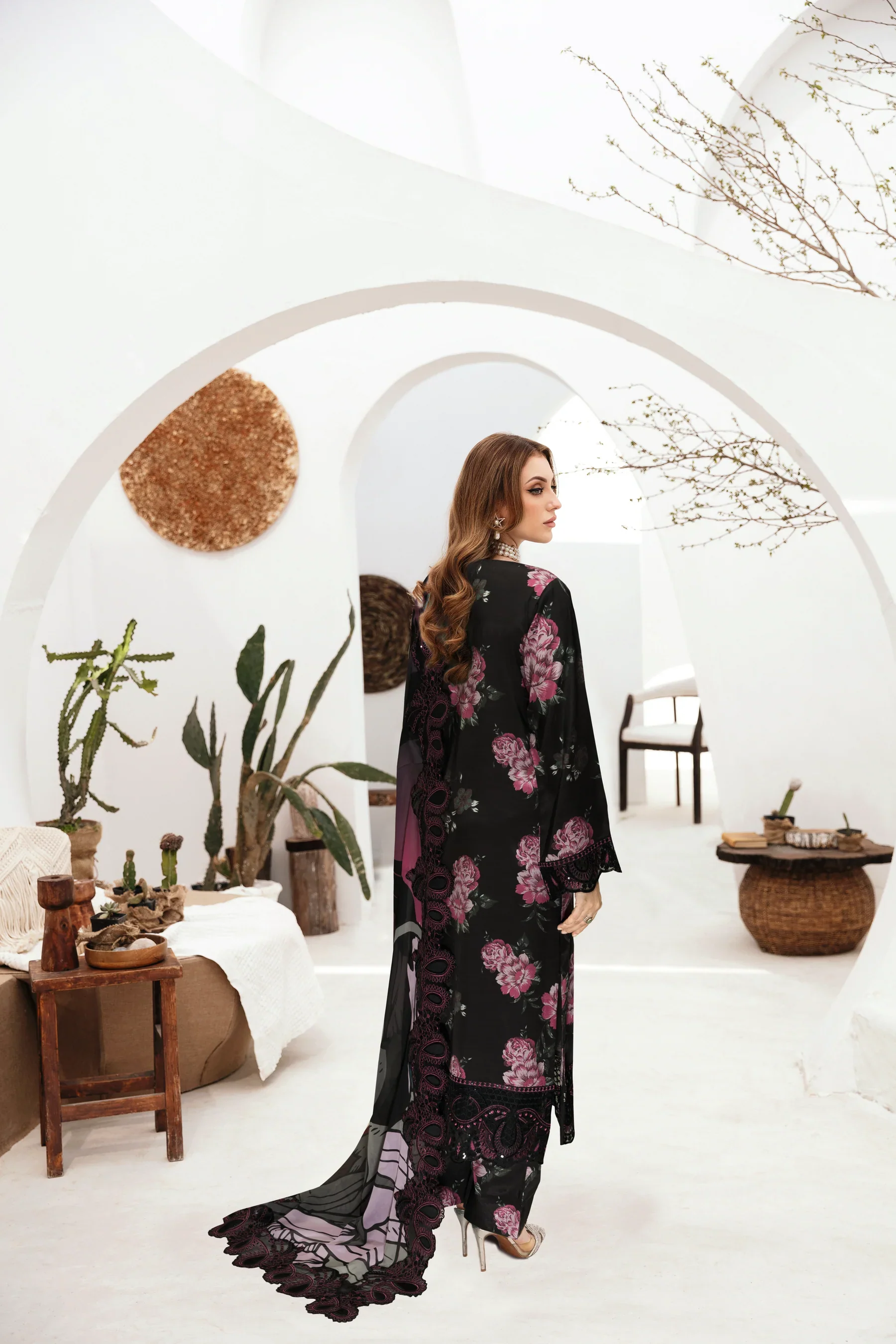 FARASHA - 3 Piece Unstitched Embroidered Lawn Suit :J-604 - Image 2