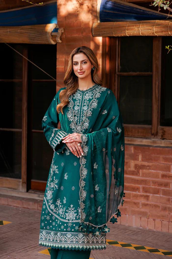 FARASHA - 3PC LINEN EMBROIDERED SHIRT LINEN HEAVY EMBROIDERED SHAWL DUPATTA AND TROUSER - KPR 036 - Image 4
