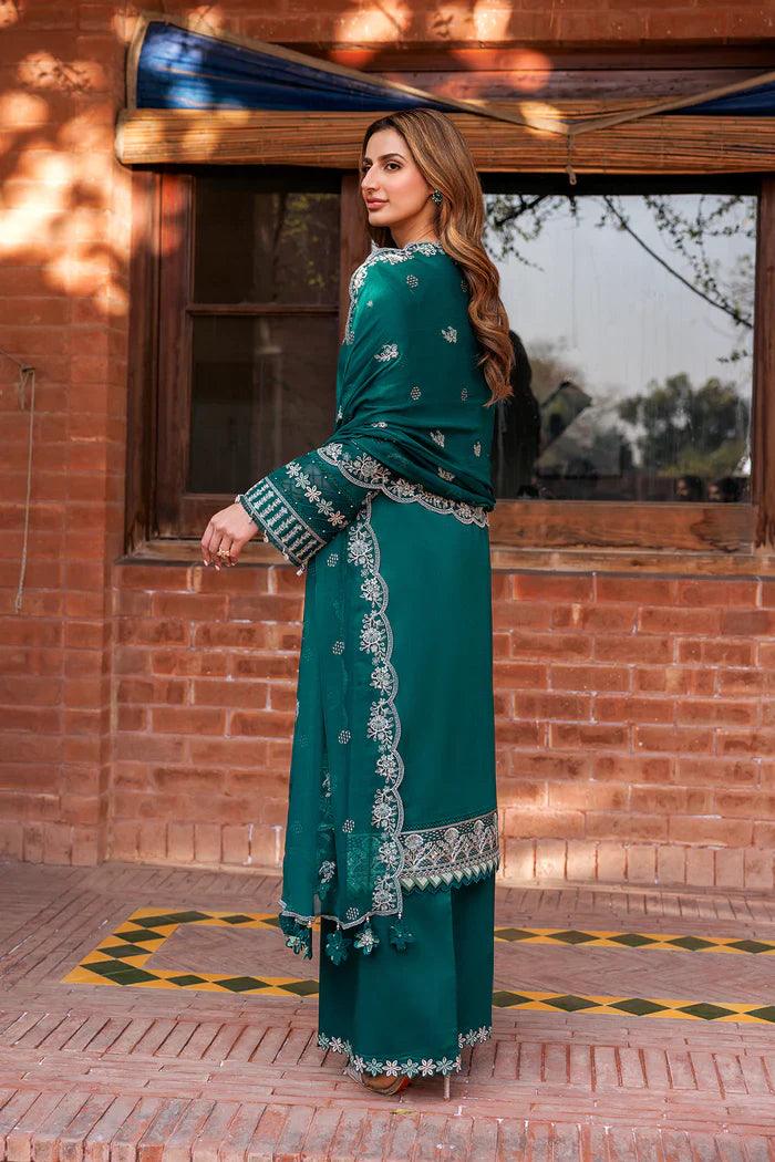FARASHA - 3PC LINEN EMBROIDERED SHIRT LINEN HEAVY EMBROIDERED SHAWL DUPATTA AND TROUSER - KPR 036 - Image 5