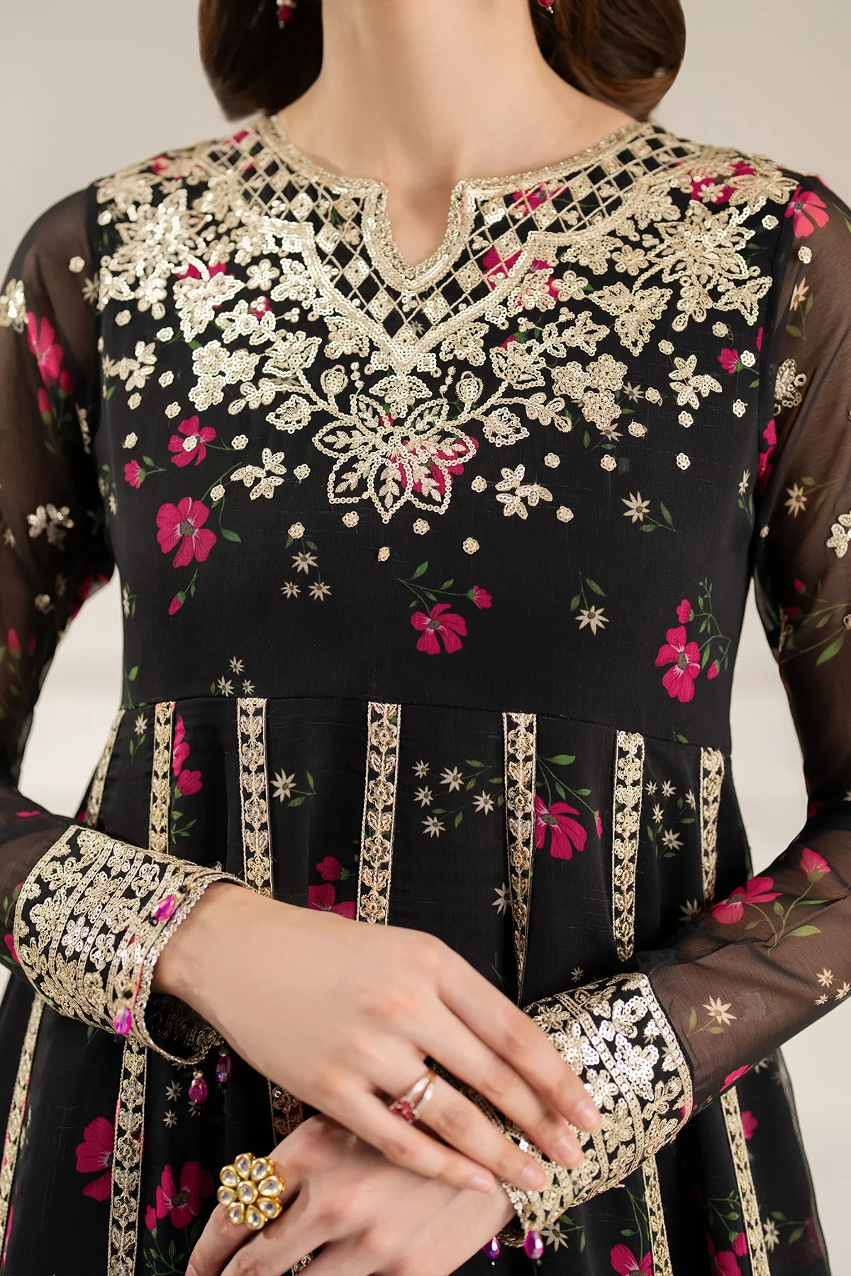 Farasha - Luxury Lawn Embroidered 3 Piece Unstitched - Fuchsia Night - Image 5
