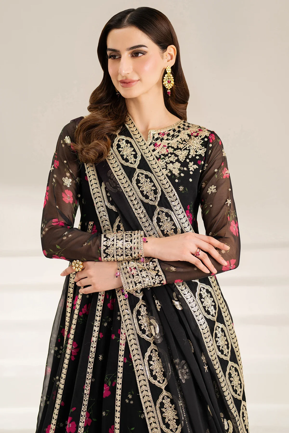 Farasha - Luxury Lawn Embroidered 3 Piece Unstitched - Fuchsia Night - Image 6