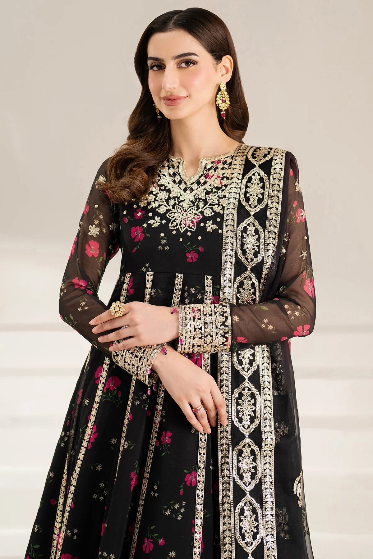 Farasha - Luxury Lawn Embroidered 3 Piece Unstitched - Fuchsia Night - Image 7