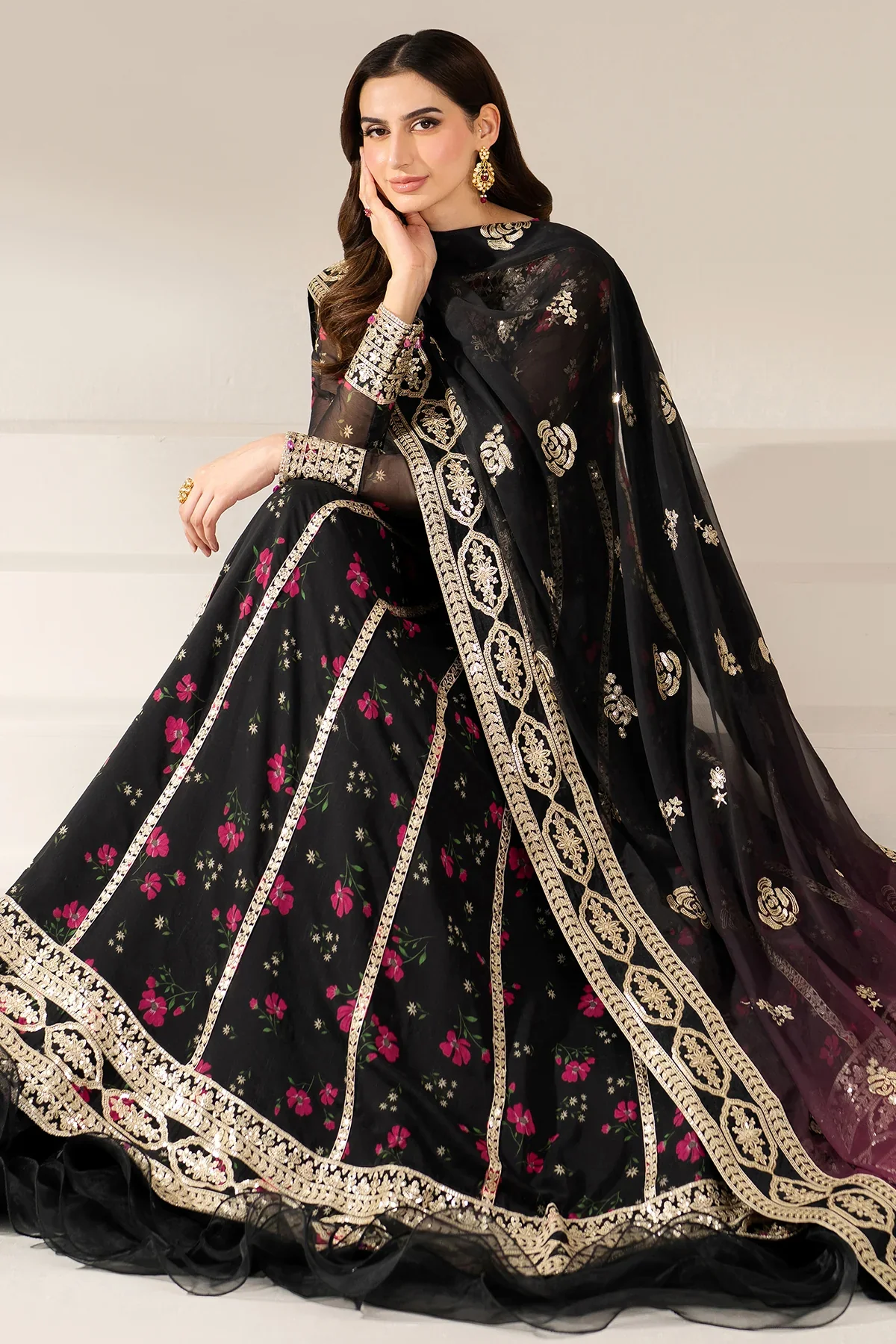 Farasha - Luxury Lawn Embroidered 3 Piece Unstitched - Fuchsia Night - Image 8