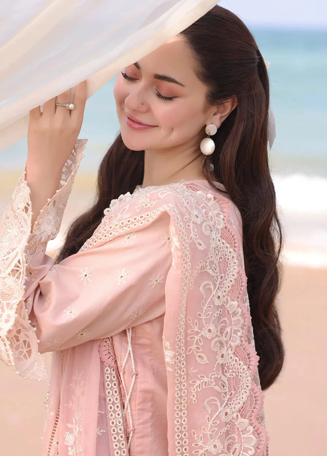 Hania by Imrozia Premium Embroidered Lawn Suits Unstitched 3 Piece IM25HL SL-84 Amaya - Summer Collection - Image 3