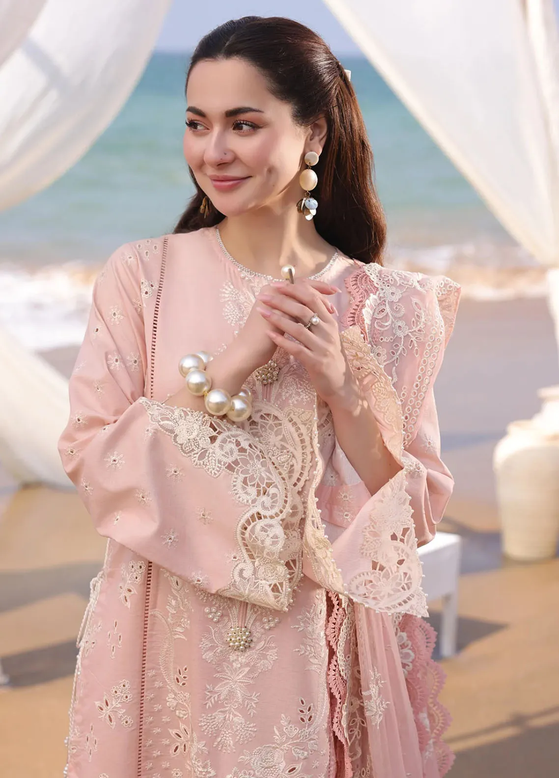 Hania by Imrozia Premium Embroidered Lawn Suits Unstitched 3 Piece IM25HL SL-84 Amaya - Summer Collection - Image 4